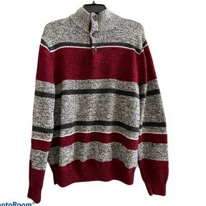 Chaps Classic Fit twist Button Mock Sweater